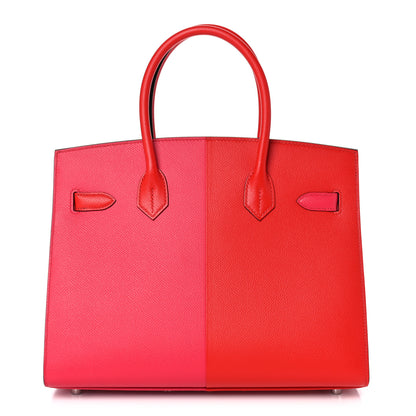 Hermes Epsom Casaque Birkin Sellier 30 Rouge Coeur Rose Extreme Bleu Zanzibar 4 of 35