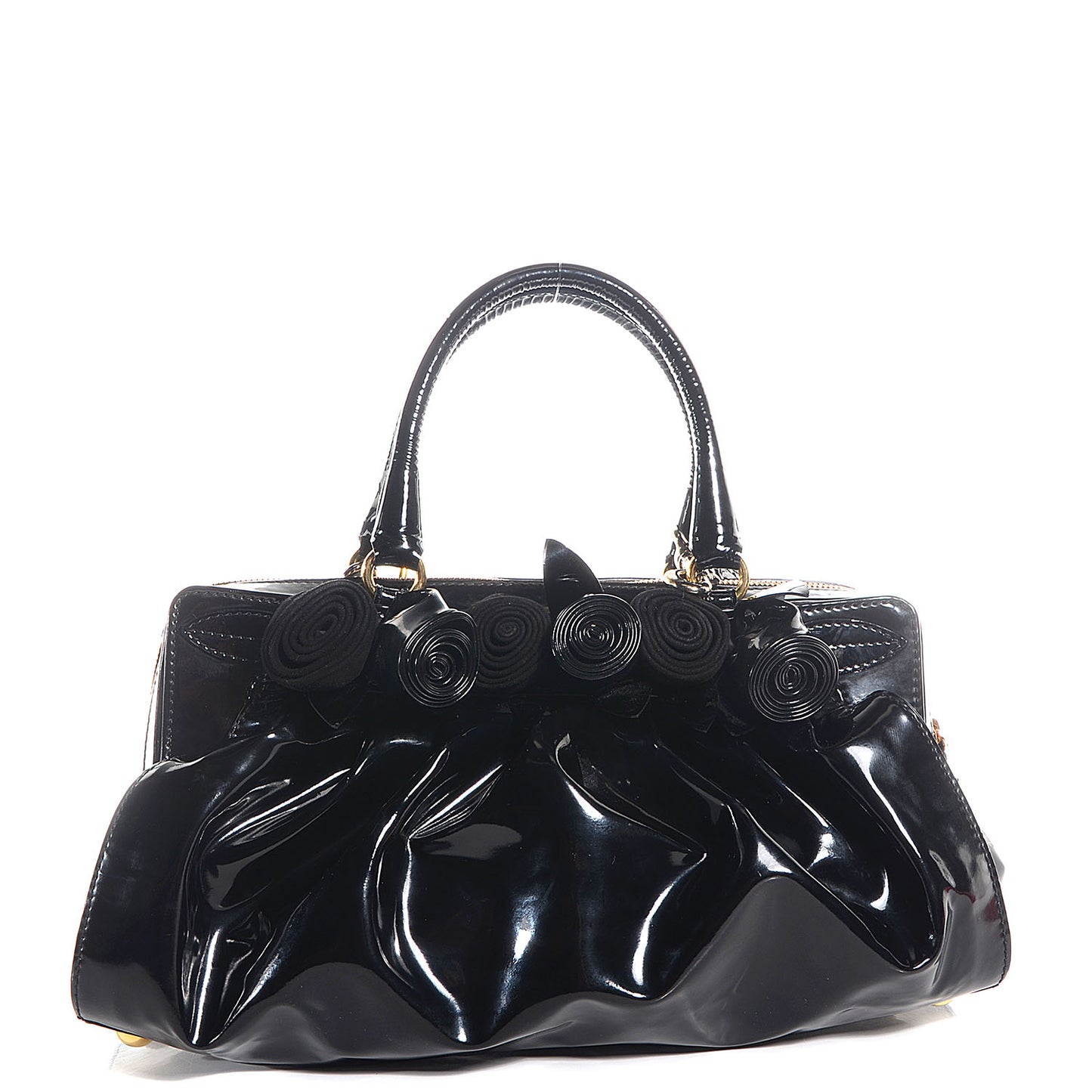 Coated Canvas Lacca Fleur Satchel Black