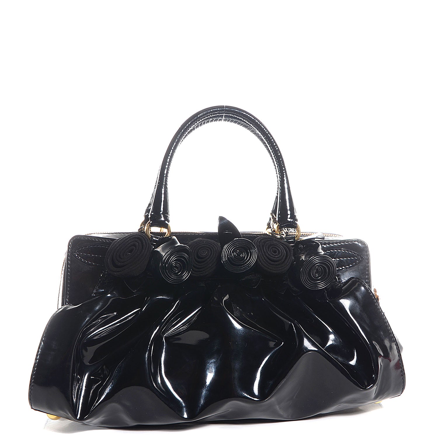 Valentino Garavani Coated Canvas Lacca Fleur Satchel Black 1 of 7