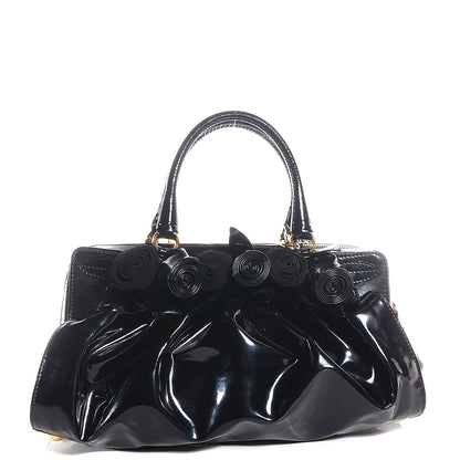 Valentino Garavani Coated Canvas Lacca Fleur Satchel Black 1 of 7