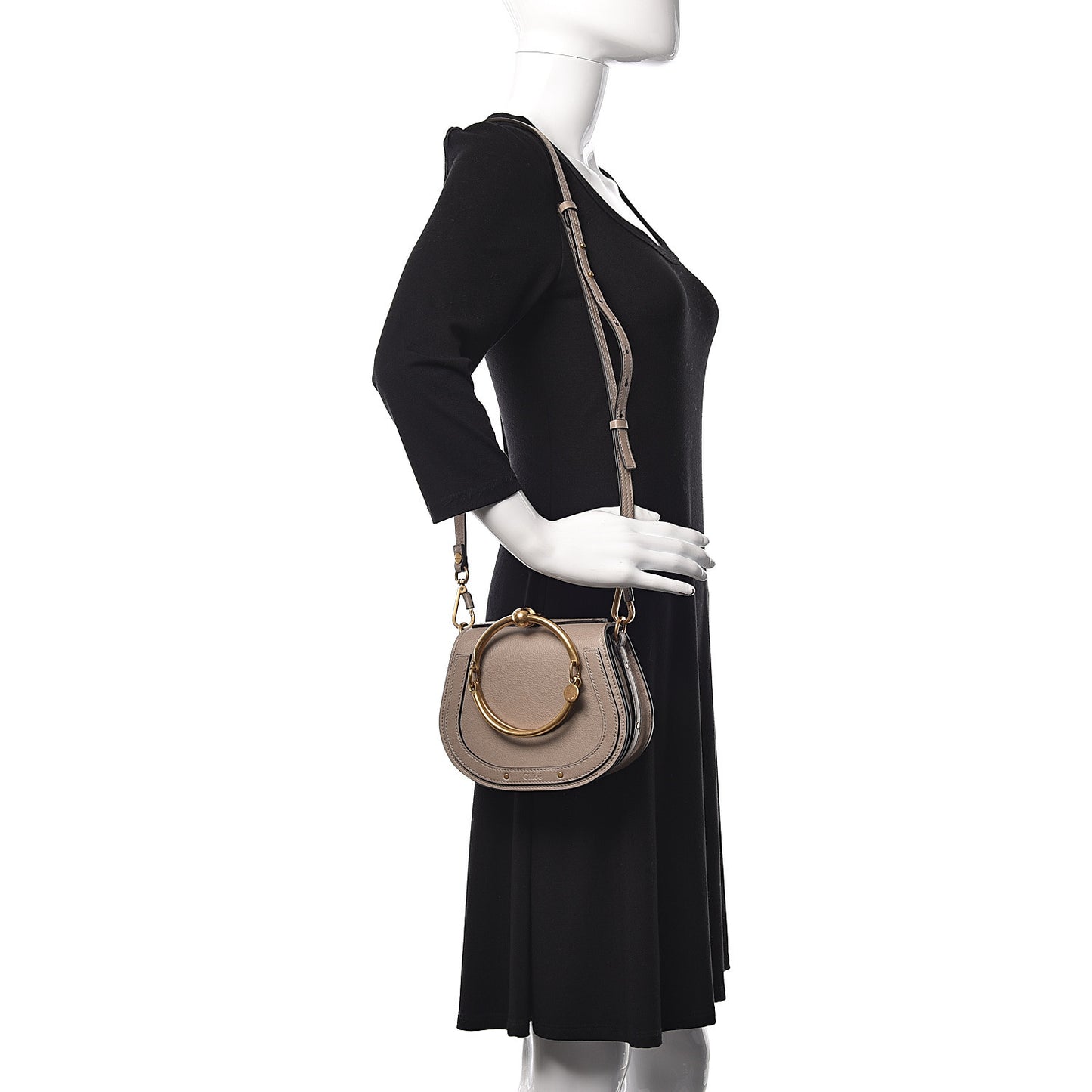 Calfskin Suede Small Nile Bracelet Bag Motty Grey