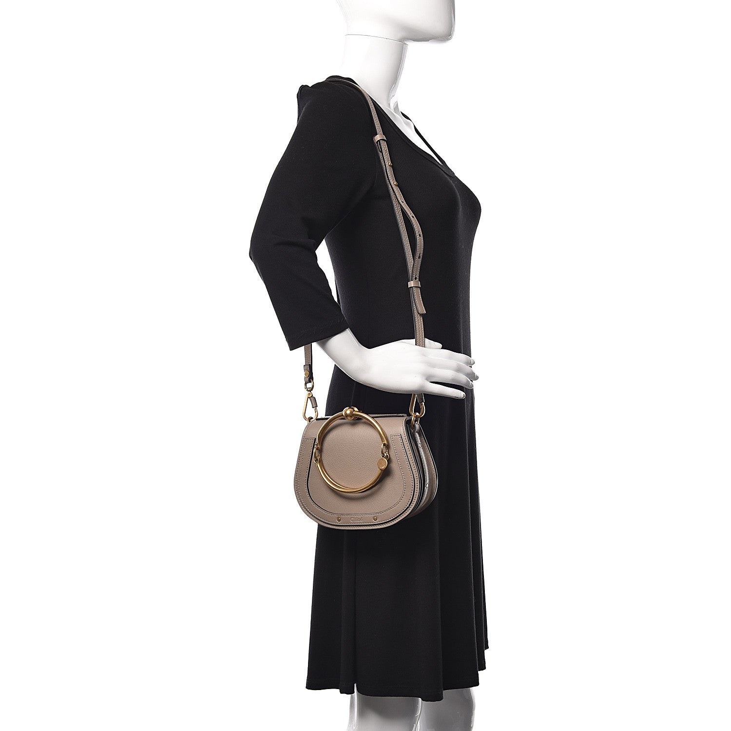 Chloe Calfskin Suede Small Nile Bracelet Bag Motty Grey 2 of 11