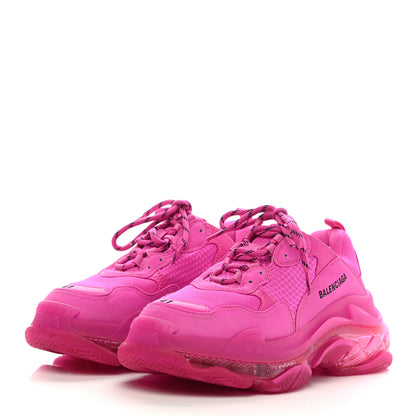 Balenciaga Fabric Mesh Clear Sole Fluo Womens Triple S Sneakers 41 Pink 3 of 7