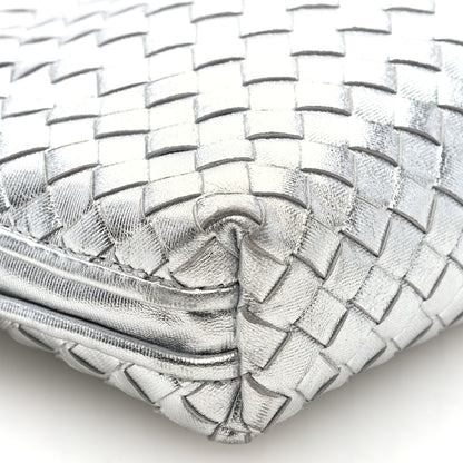 Bottega Veneta Metallic Nappa Intrecciato Nodini Crossbody Messenger Silver 8 of 9