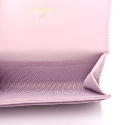 Chanel Caviar Quilted Flap Card Holder Wallet Light Pink 5 of 9