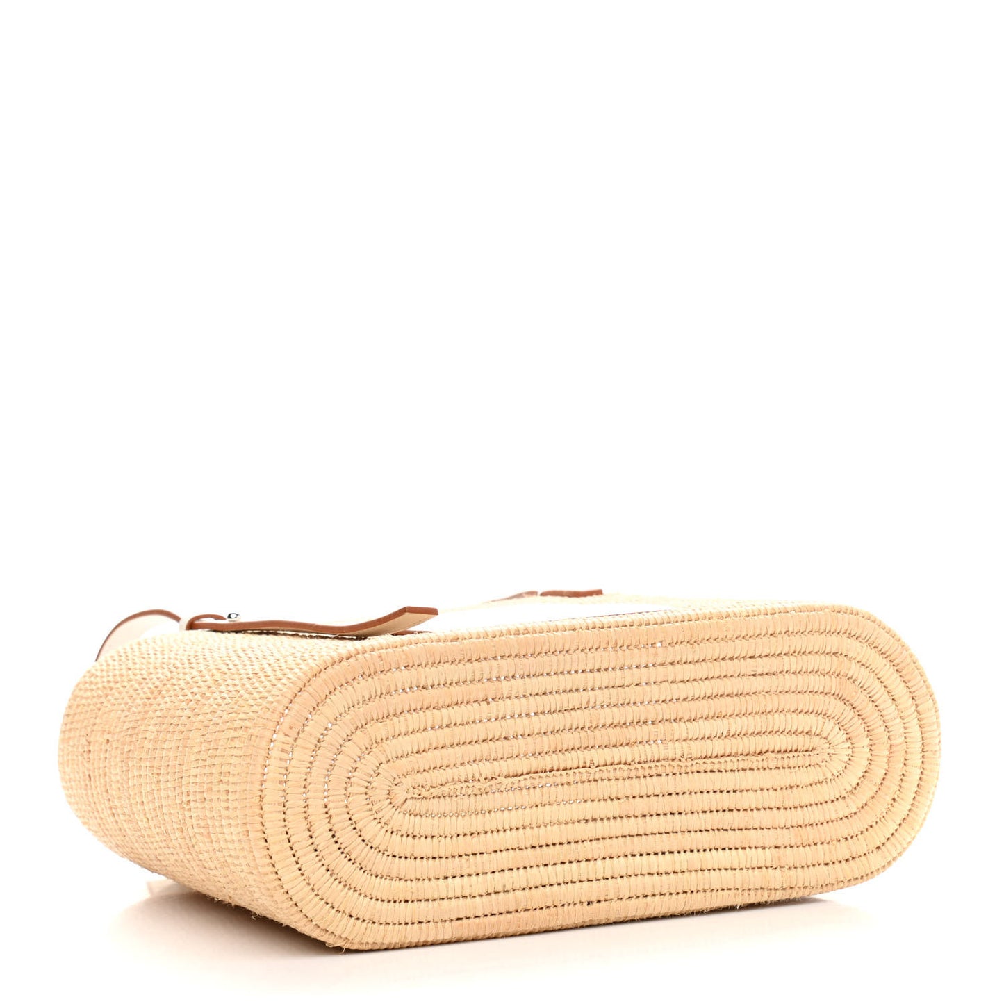 Raffia Square Small Basket Tote Bag Natural White