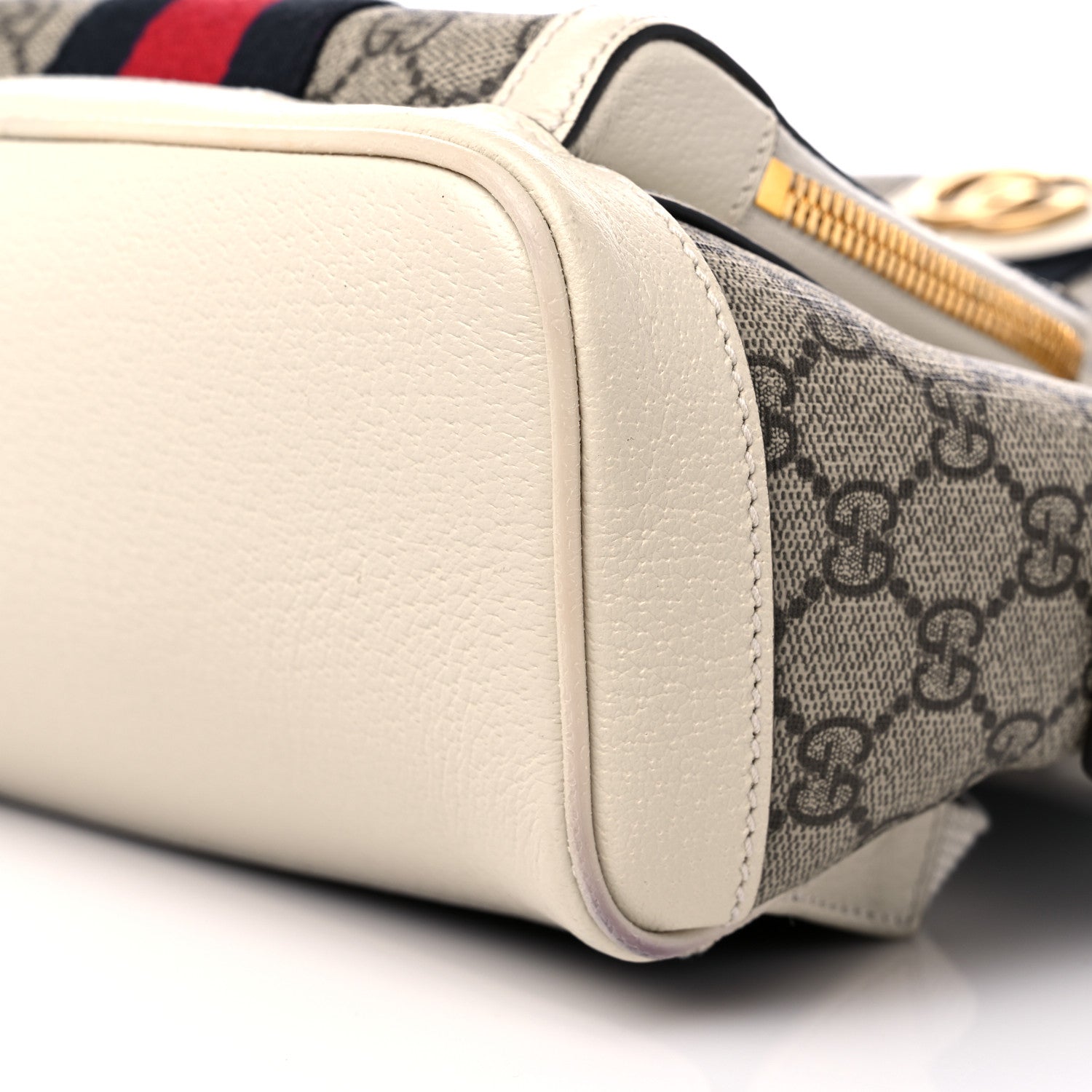 Gucci GG Supreme Monogram Textured Calfskin Web Small Ophidia Day Backpack Beige Ebony Mystic White 8 of 9