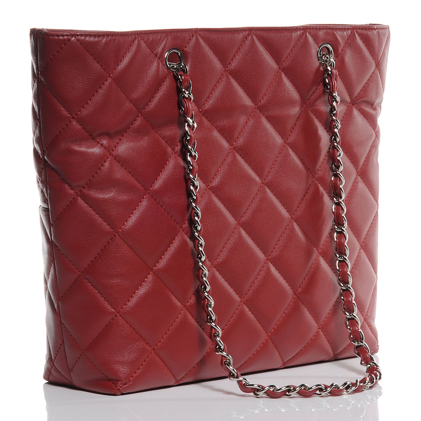 Calfskin Quilted In the Business North South Tote Red