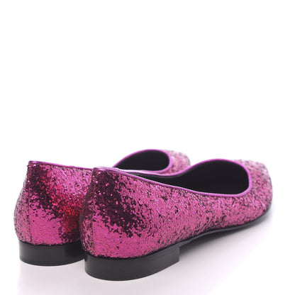 Saint Laurent Metallic Sparkle Fabric Paris Ballet Flat 35 Fuchsia 4 of 8