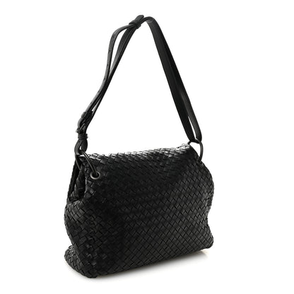 Bottega Veneta Nappa Intrecciato Flap Shoulder Bag Black 3 of 11