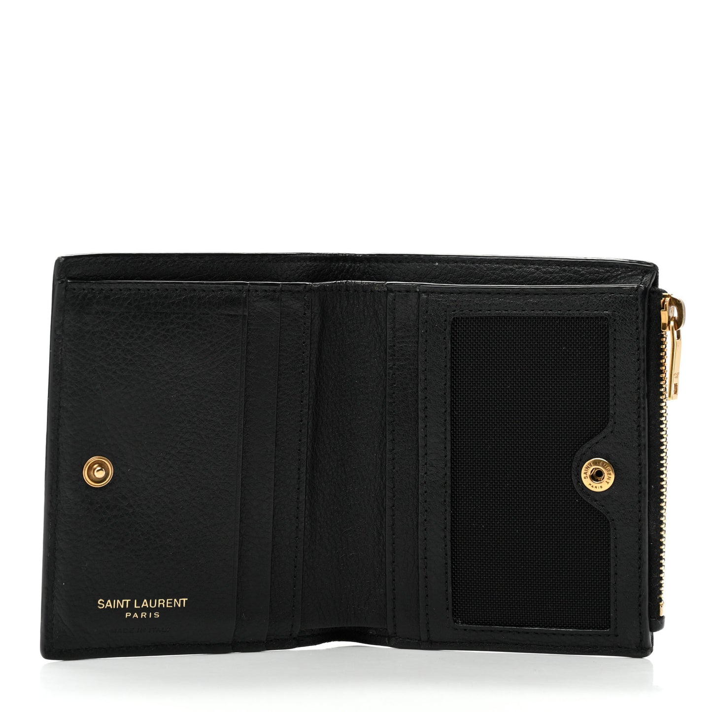 Calfskin Compact Zip Wallet Black