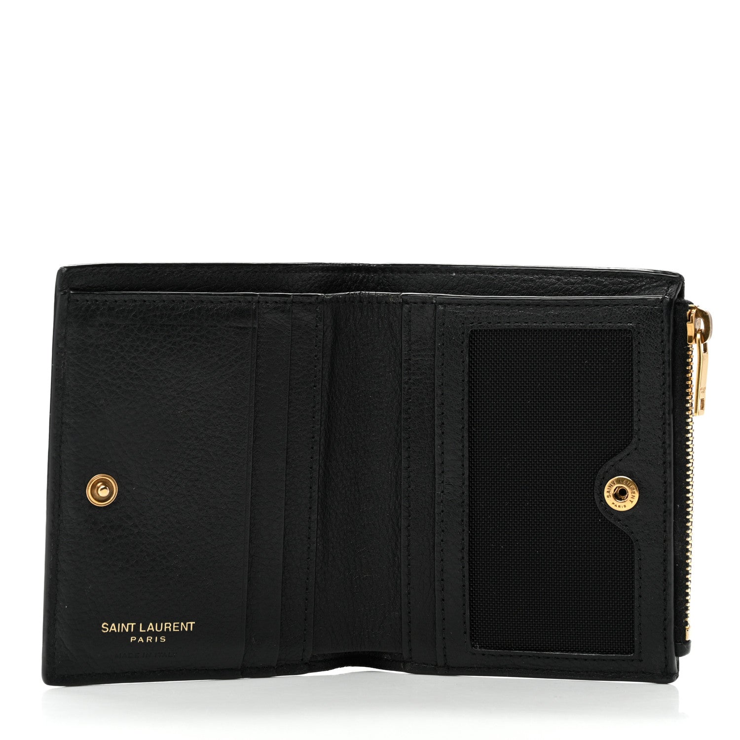 Saint Laurent Calfskin Compact Zip Wallet Black 5 of 7