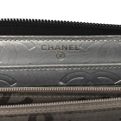 Chanel Calfskin Quilted Cambon Large Gusset Zip Around Wallet Black Silver 6 of 12