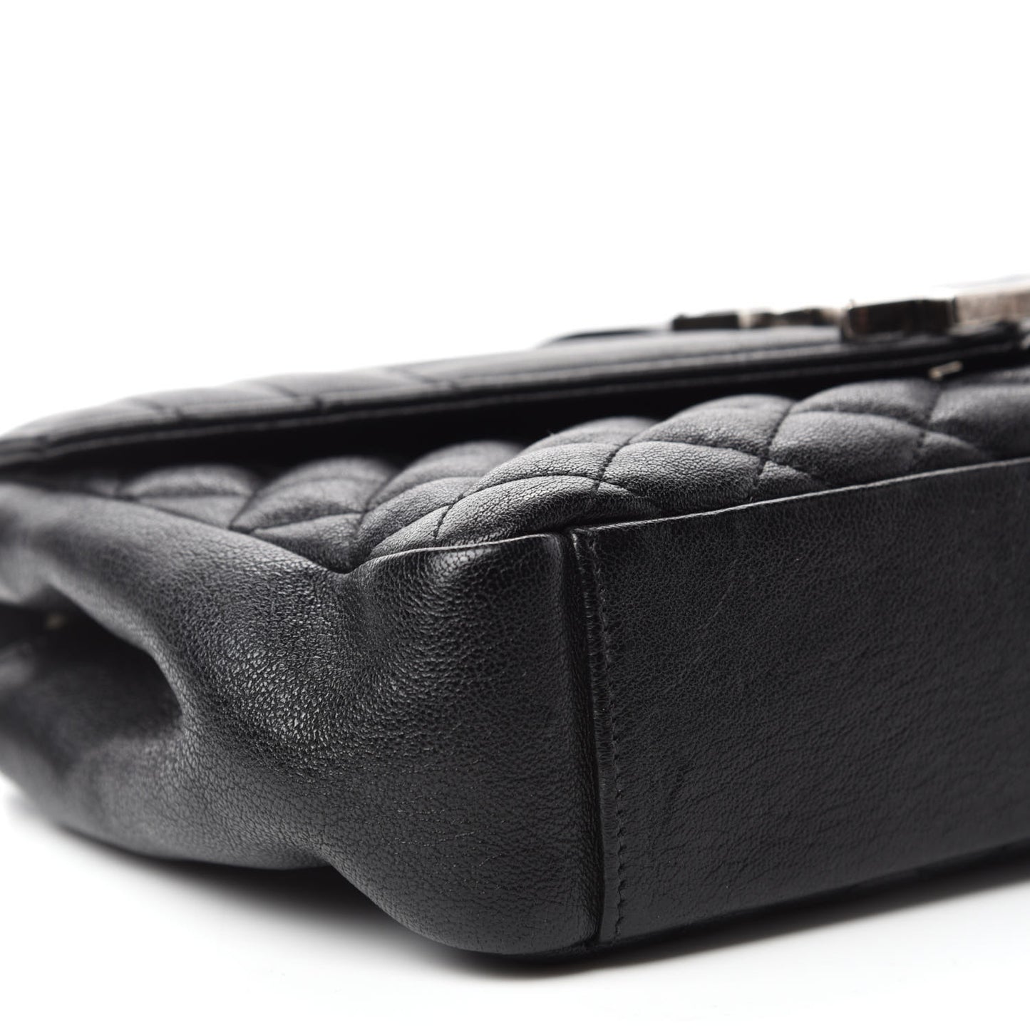 Sheepskin Tri-Quilt Monogram Medium College Bag Black