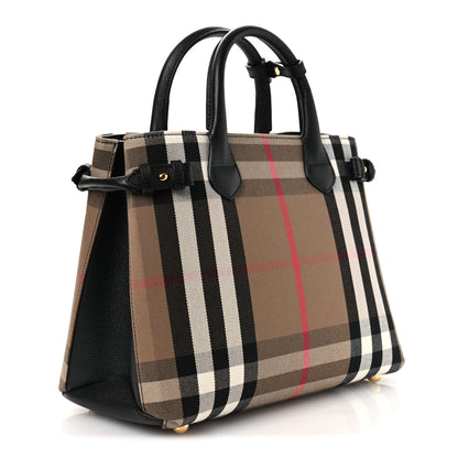 Burberry House Check Grainy Calfskin Medium Banner Tote Black 4 of 10