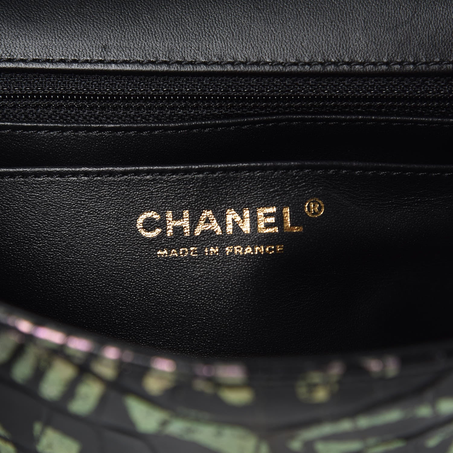 Chanel Calfskin Crocodile Embossed Graffiti 2.55 Mini Cocodile Reissue Flap Black Pink 6 of 11