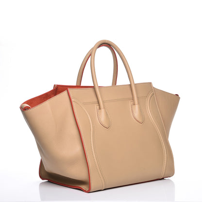 Celine Supple Calfskin Medium Phantom Luggage Beige Orange Trim 3 of 7