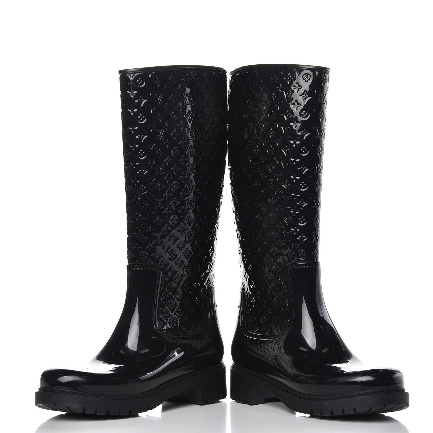Louis Vuitton Rubber Embossed Monogram Splash Rain Boots 37 Black 6 of 9