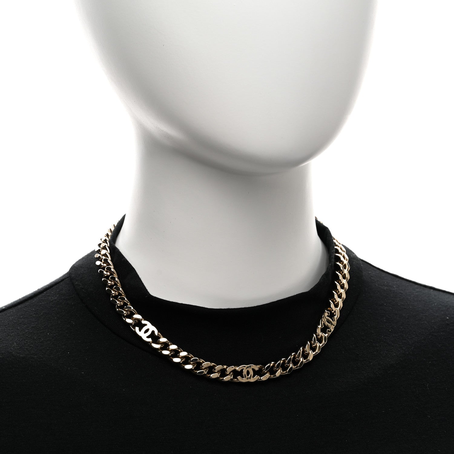 Chanel Metal Enamel Chain CC Choker Gold White 2 of 6