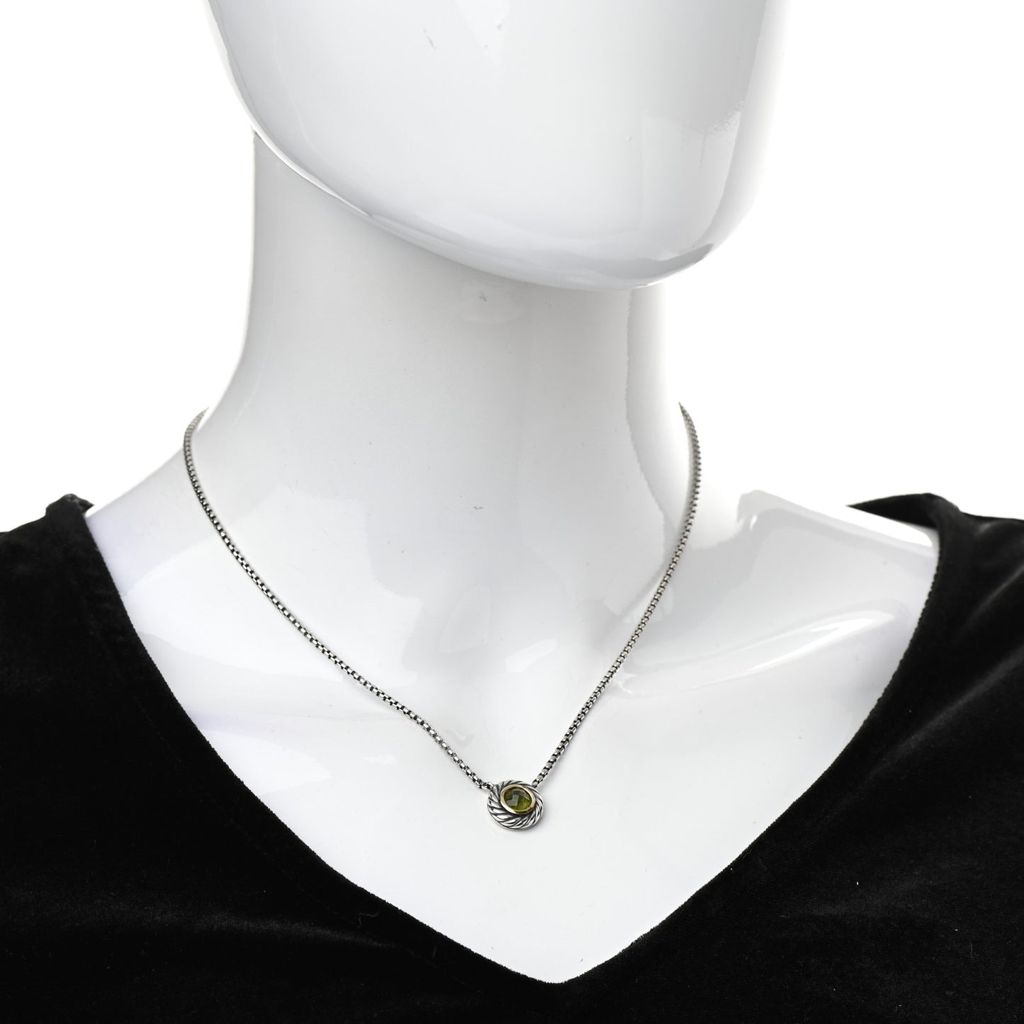 Sterling Silver 18K Yellow Gold Peridot Cookie Pendant Necklace