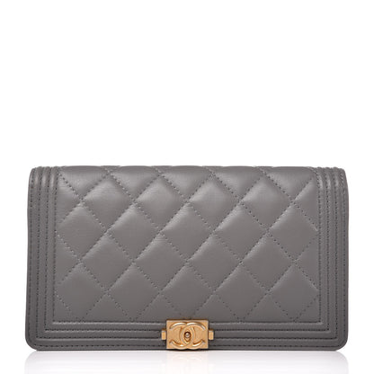 Chanel Lambskin Quilted Boy Yen Wallet Grey 1 of 8