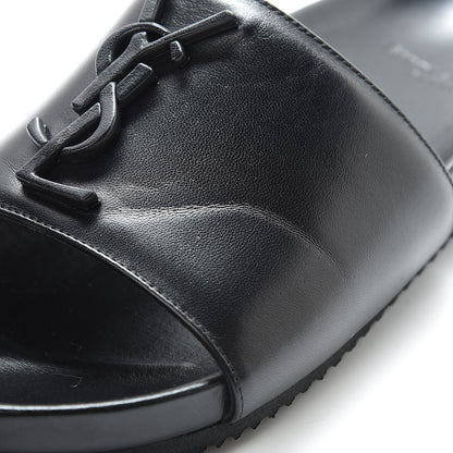 Saint Laurent Lambskin Joan Slide Sandals 37.5 Black 8 of 10