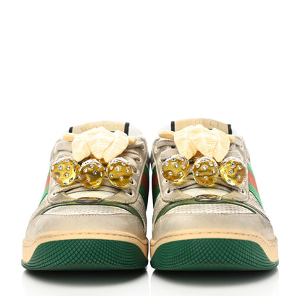 Gucci Nubuck Web Cherries Womens Screener Sneakers 36 Dusty Milk White Vintage Green 2 of 9