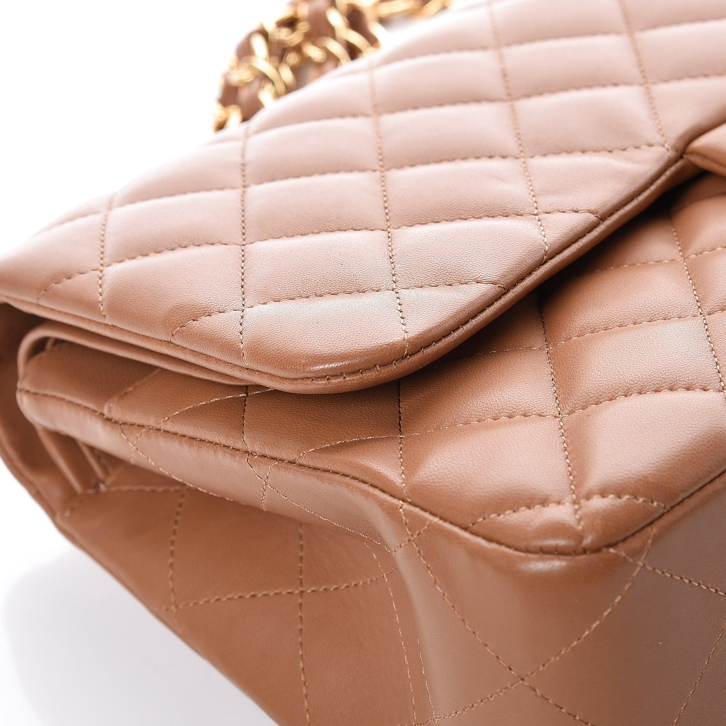 Lambskin Quilted Jumbo Double Flap Brown