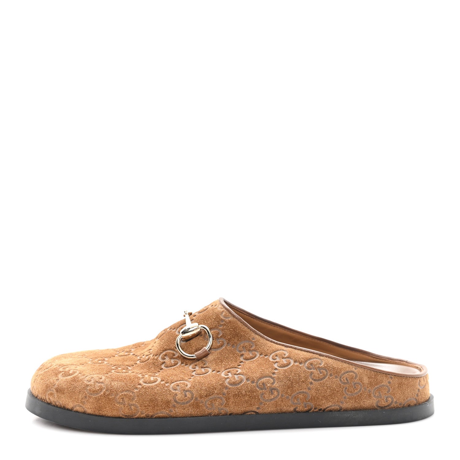 Gucci Suede GG Guccissima Womens Horsebit Mules 38 Brown 1 of 9