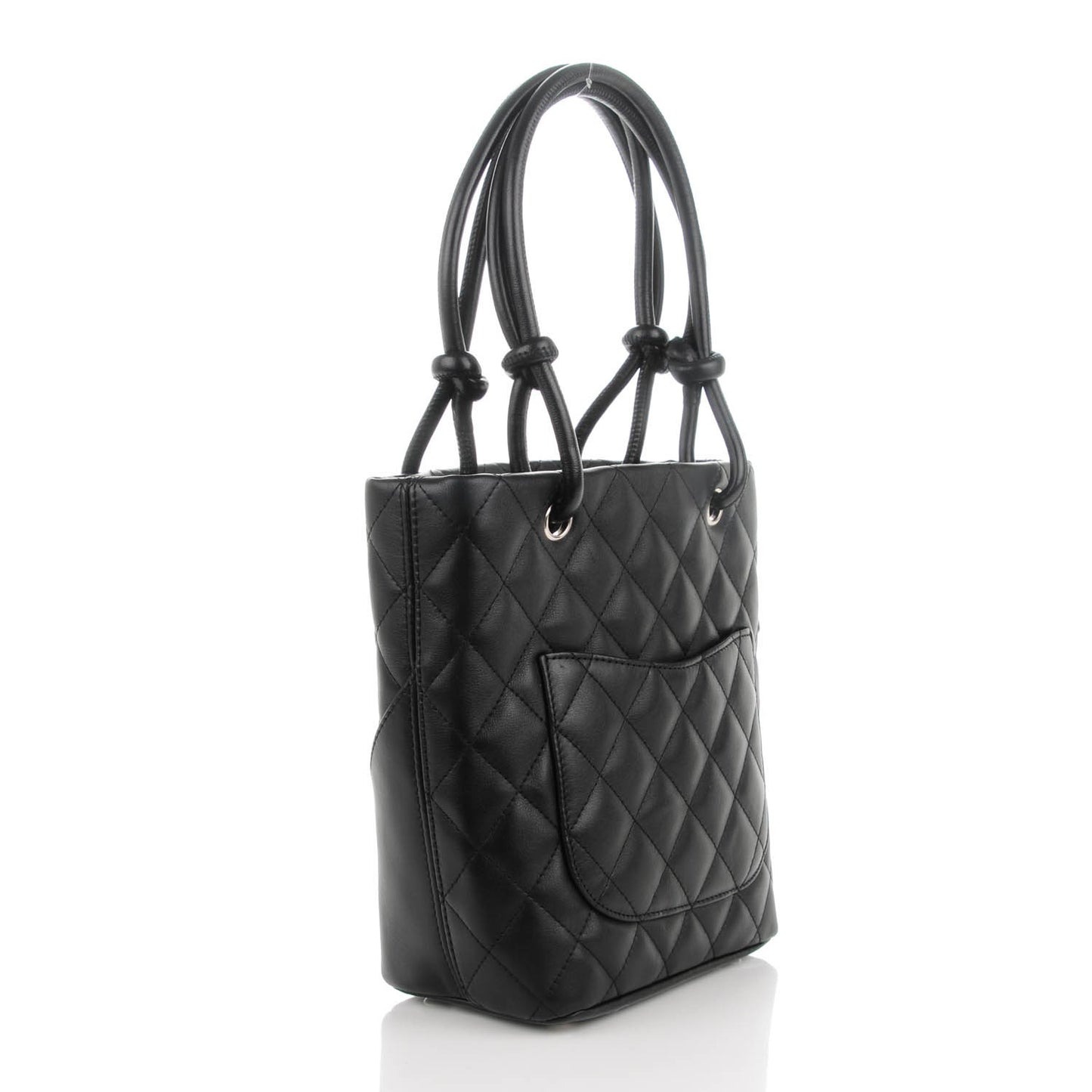 Calfskin Quilted Small Cambon Tote Black White
