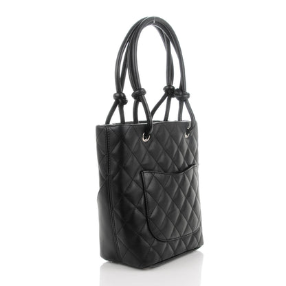 Chanel Calfskin Quilted Small Cambon Tote Black White 3 of 7
