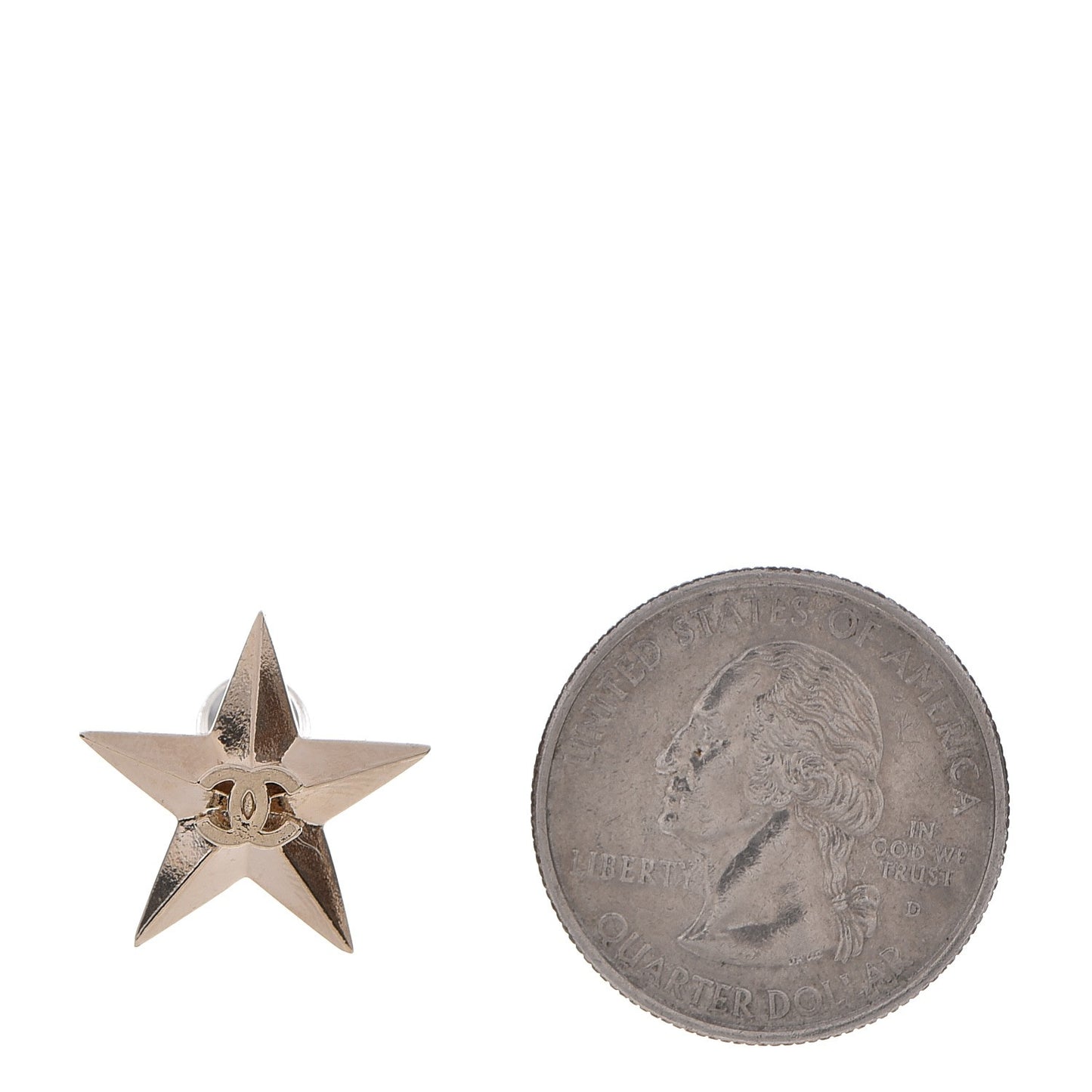 Metal CC Star Earrings Gold