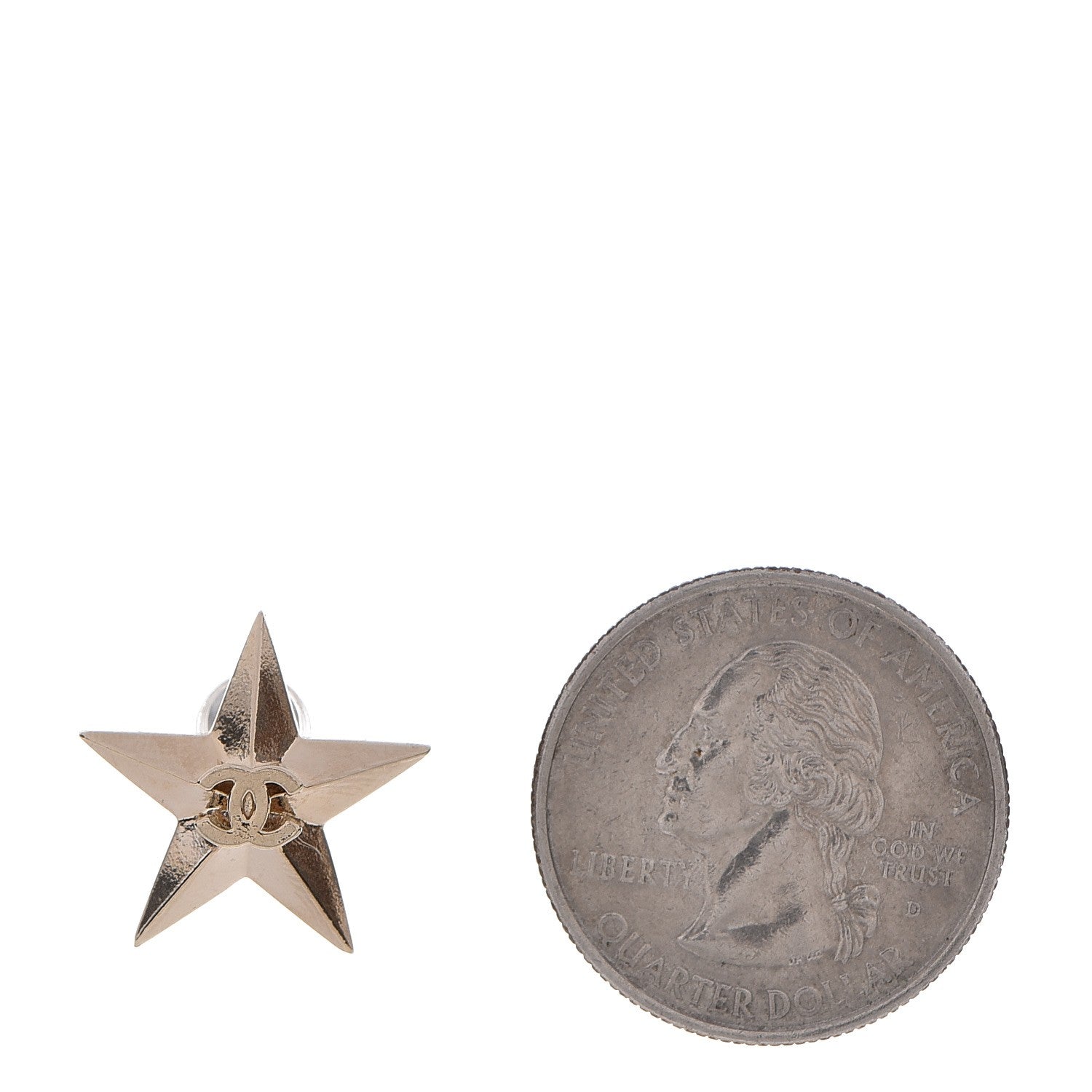 Chanel Metal CC Star Earrings Gold 2 of 4