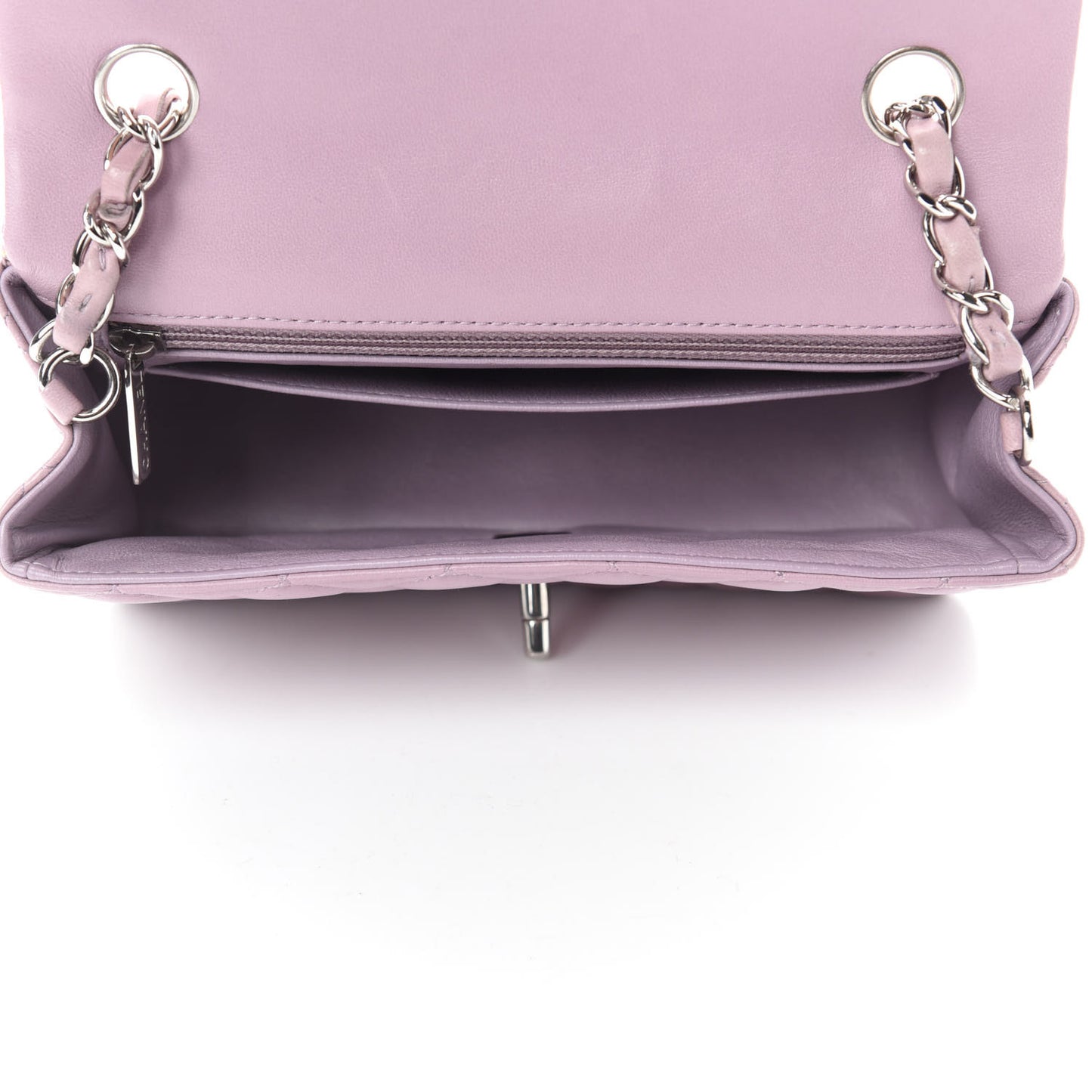 Lambskin Quilted Mini Rectangular Flap Light Purple