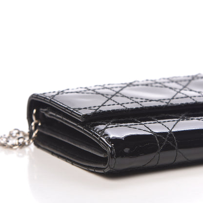 Christian Dior Patent Cannage Rendez-vous Chain Wallet Black 9 of 10