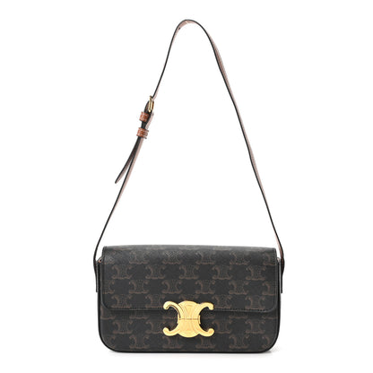 Celine Canvas Calfskin Triomphe Shoulder Bag Tan 1 of 10
