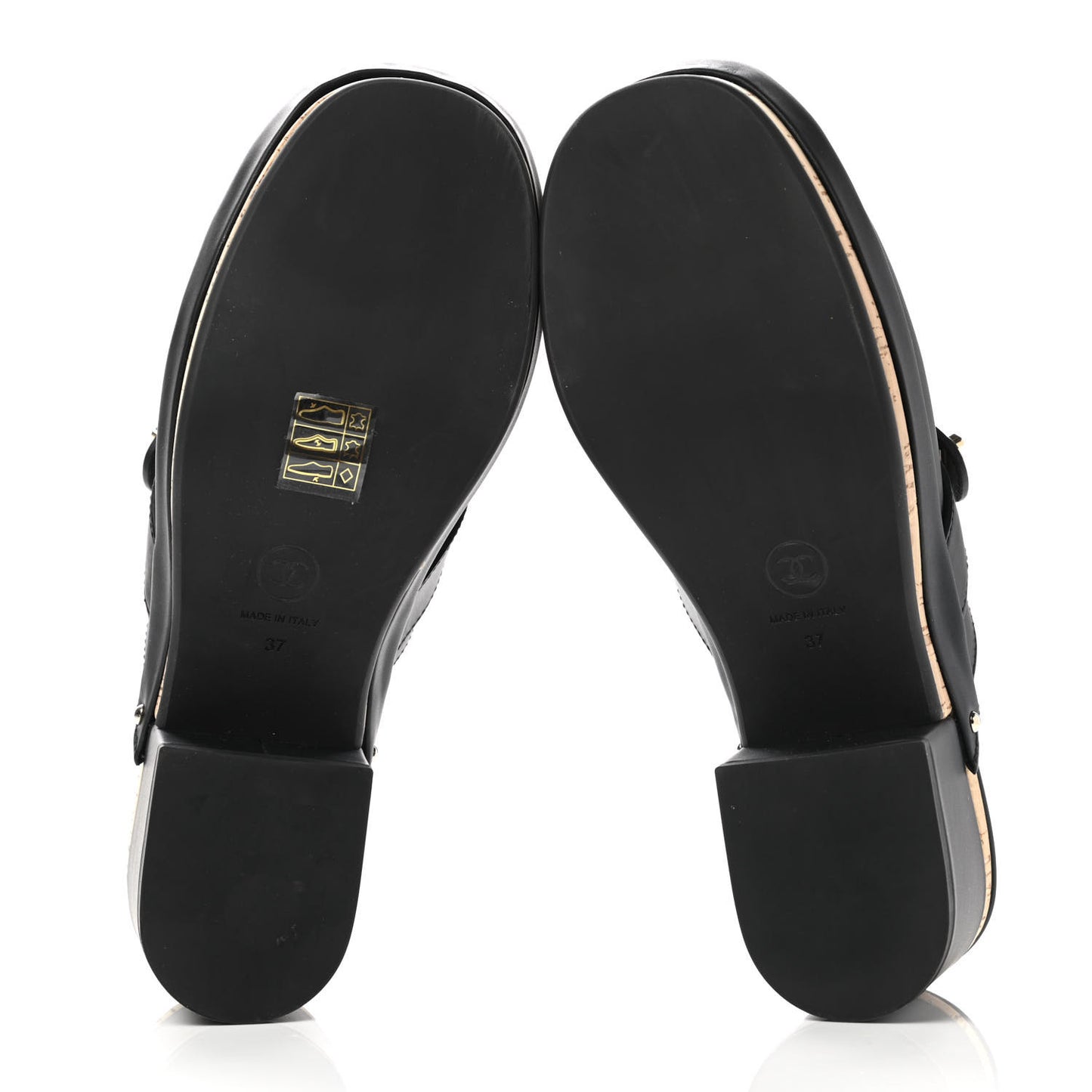 Calfskin CC Turn Lock Clogs 37 Black