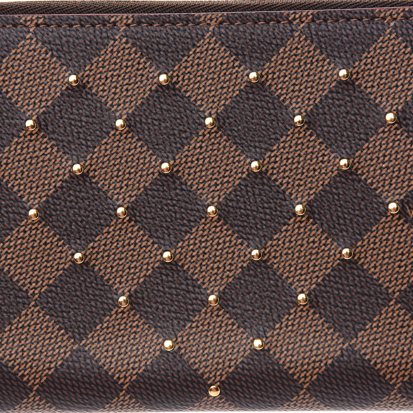 Damier Ebene Studded Zippy Wallet Cherry