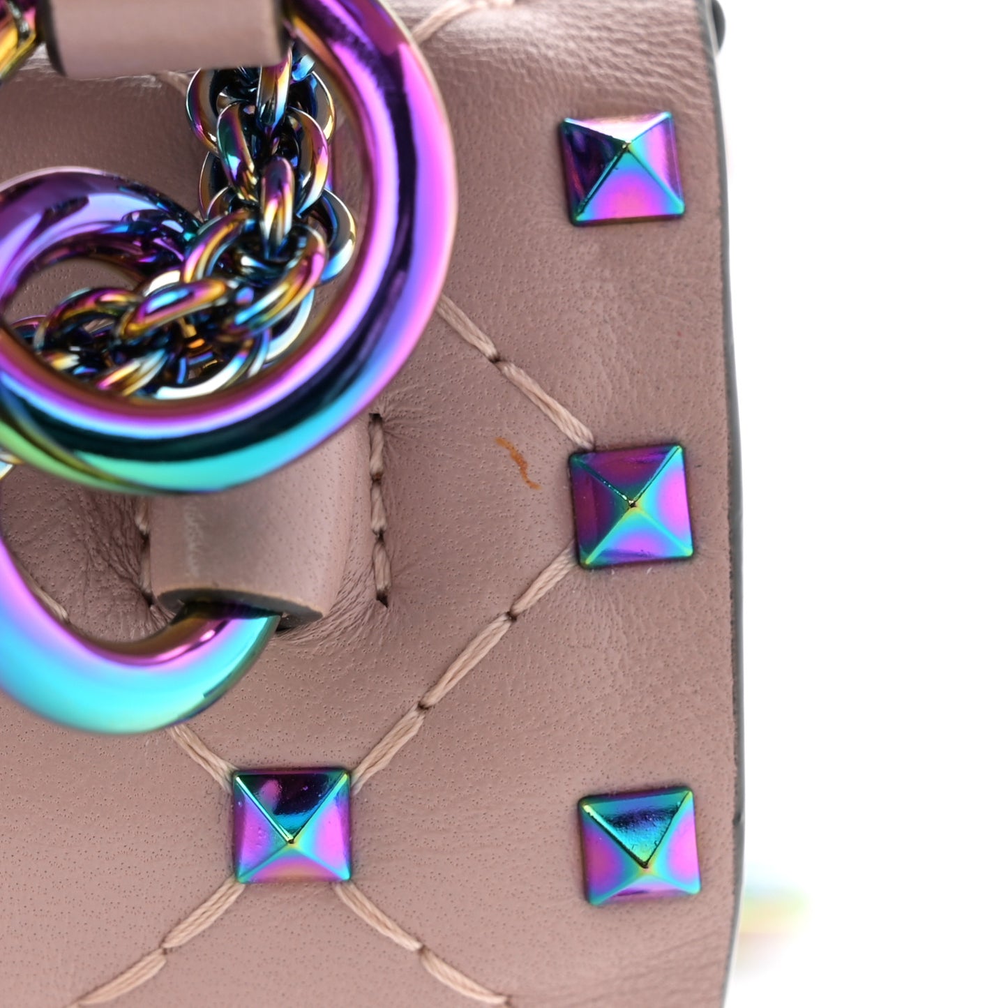 Lambskin Oil Slick Medium Rockstud Spike Shoulder Bag Poudre