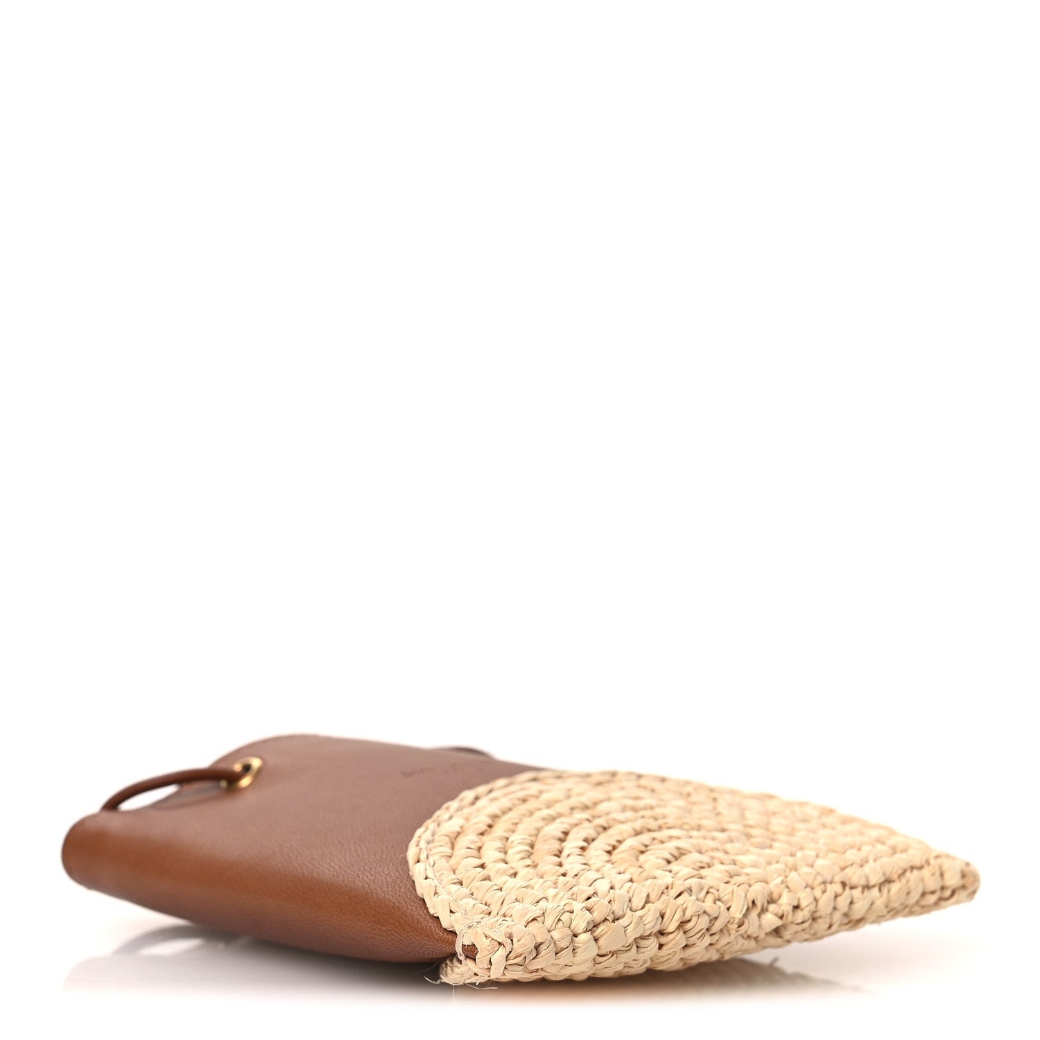 Saint Laurent Raffia Cassandre Mini Pochon Crossbody Bag Brick Natural 4 of 13