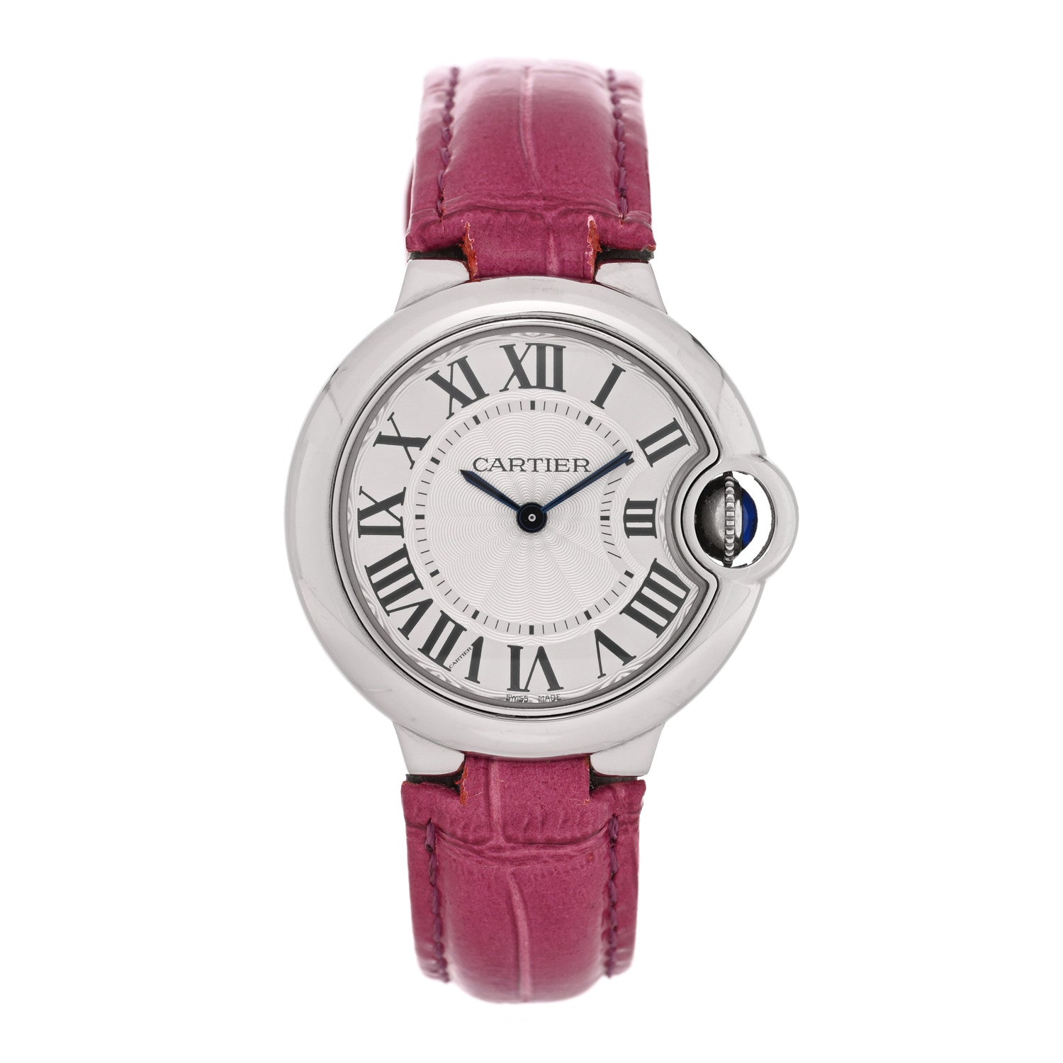 Cartier Stainless Steel Alligator 33mm Ballon Bleu De Cartier Quartz Watch Red 1 of 5