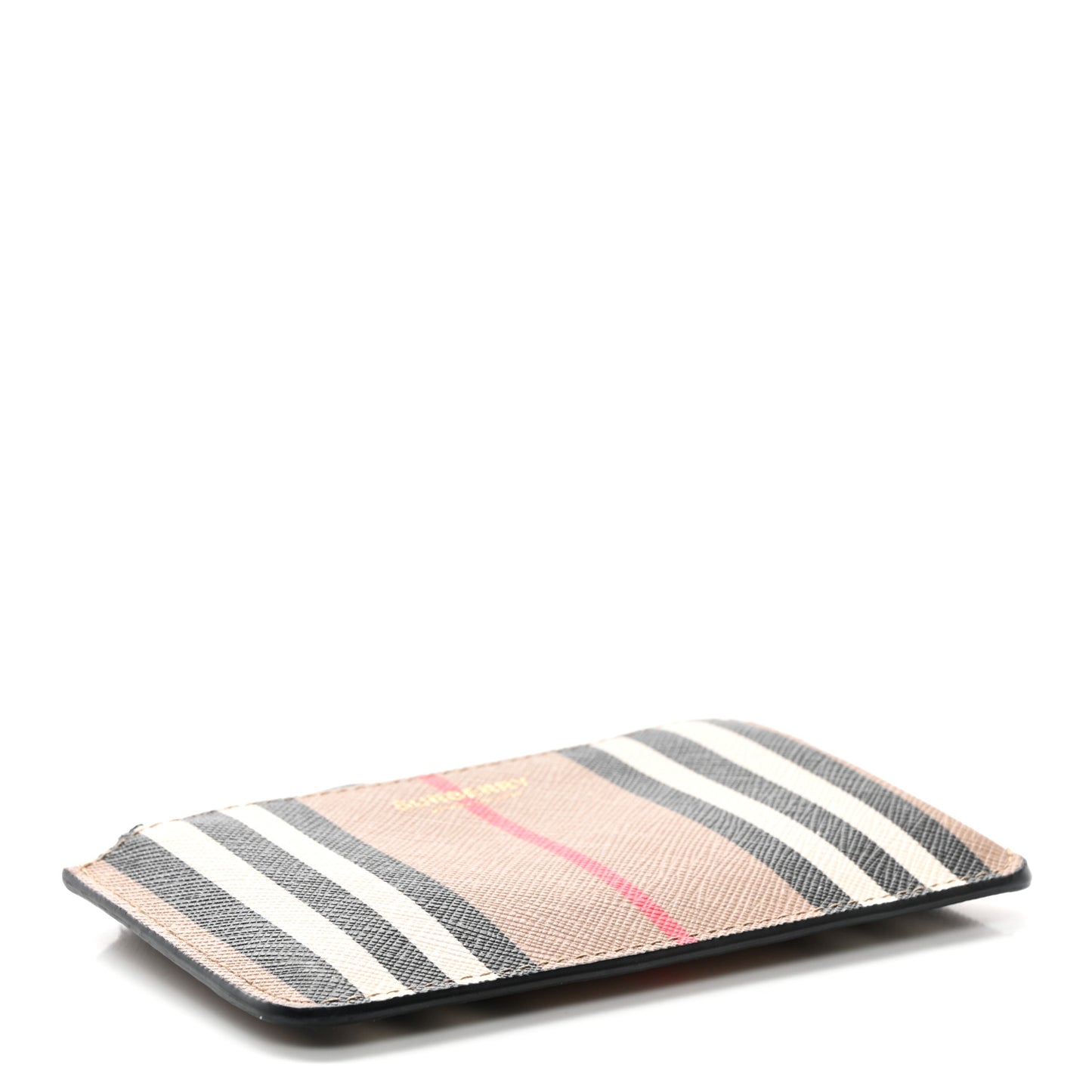 E-Canvas Calfskin Icon Stripe Zip Coin Case Archive Beige