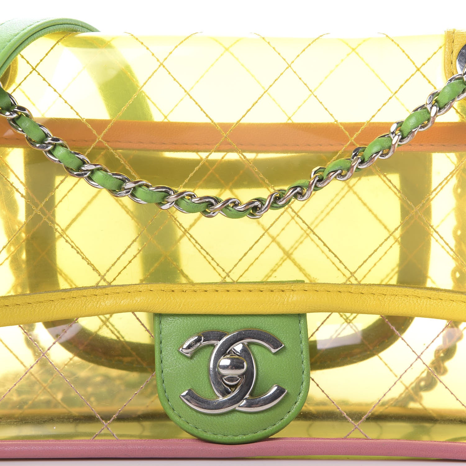 Chanel Lambskin PVC Quilted Mini Coco Splash Flap Yellow Green Pink 13 of 13
