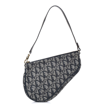 Christian Dior Monogram Mini Saddle Pochette Navy 1 of 9
