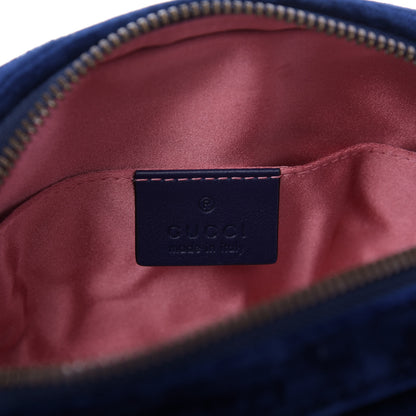 Gucci Velvet Matelasse GG Marmont Belt Bag 85 34 Cobalt Blue 8 of 9