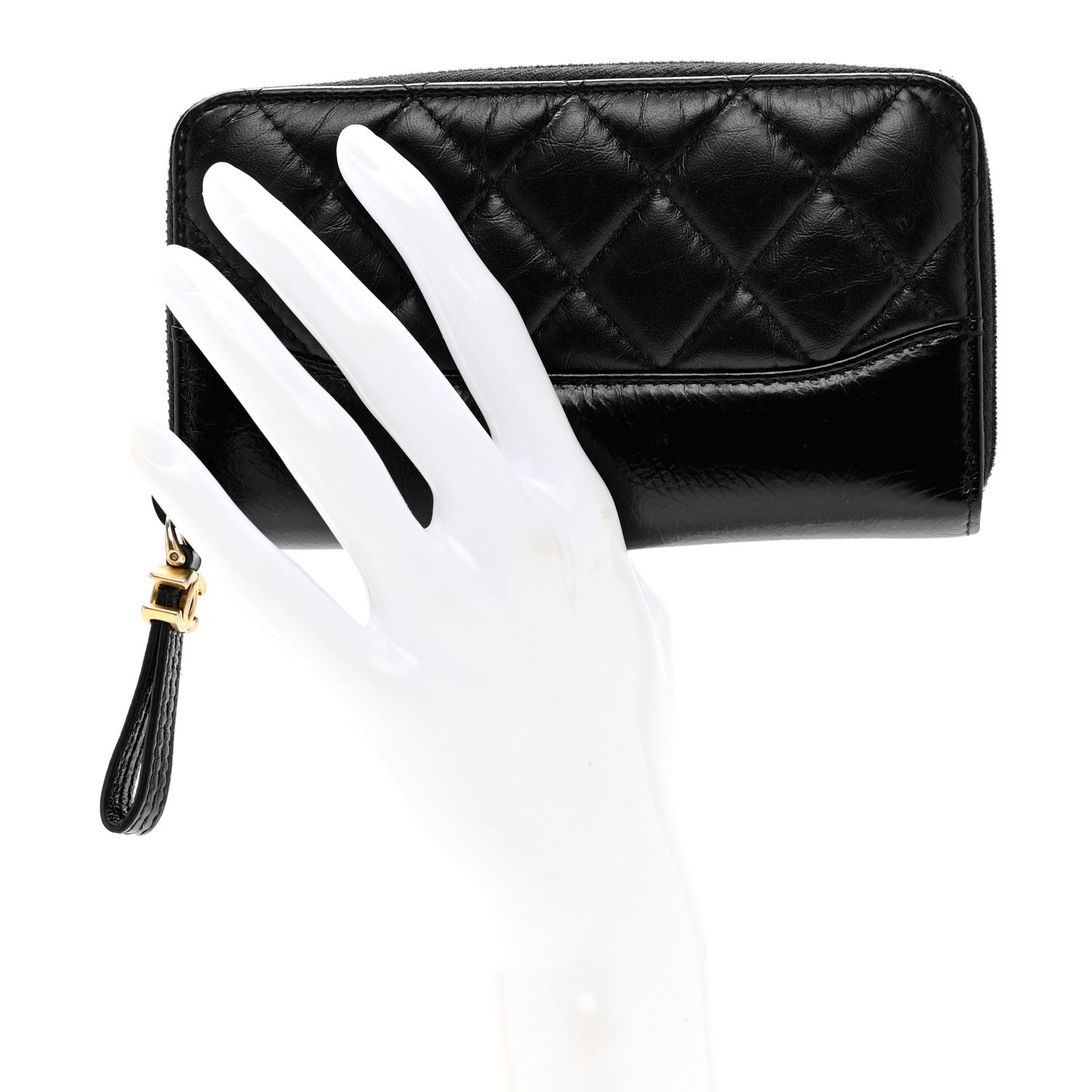 Chanel Aged Calfskin Quilted Small Gabrielle Zip Around Wallet Black 3 of 10