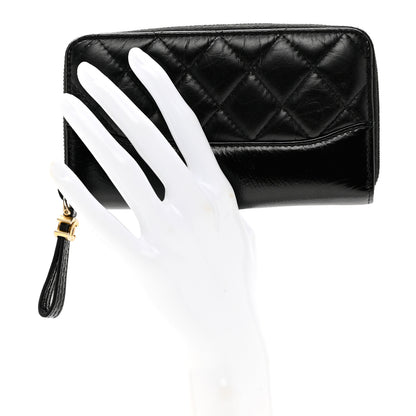 Chanel Aged Calfskin Quilted Small Gabrielle Zip Around Wallet Black 3 of 10