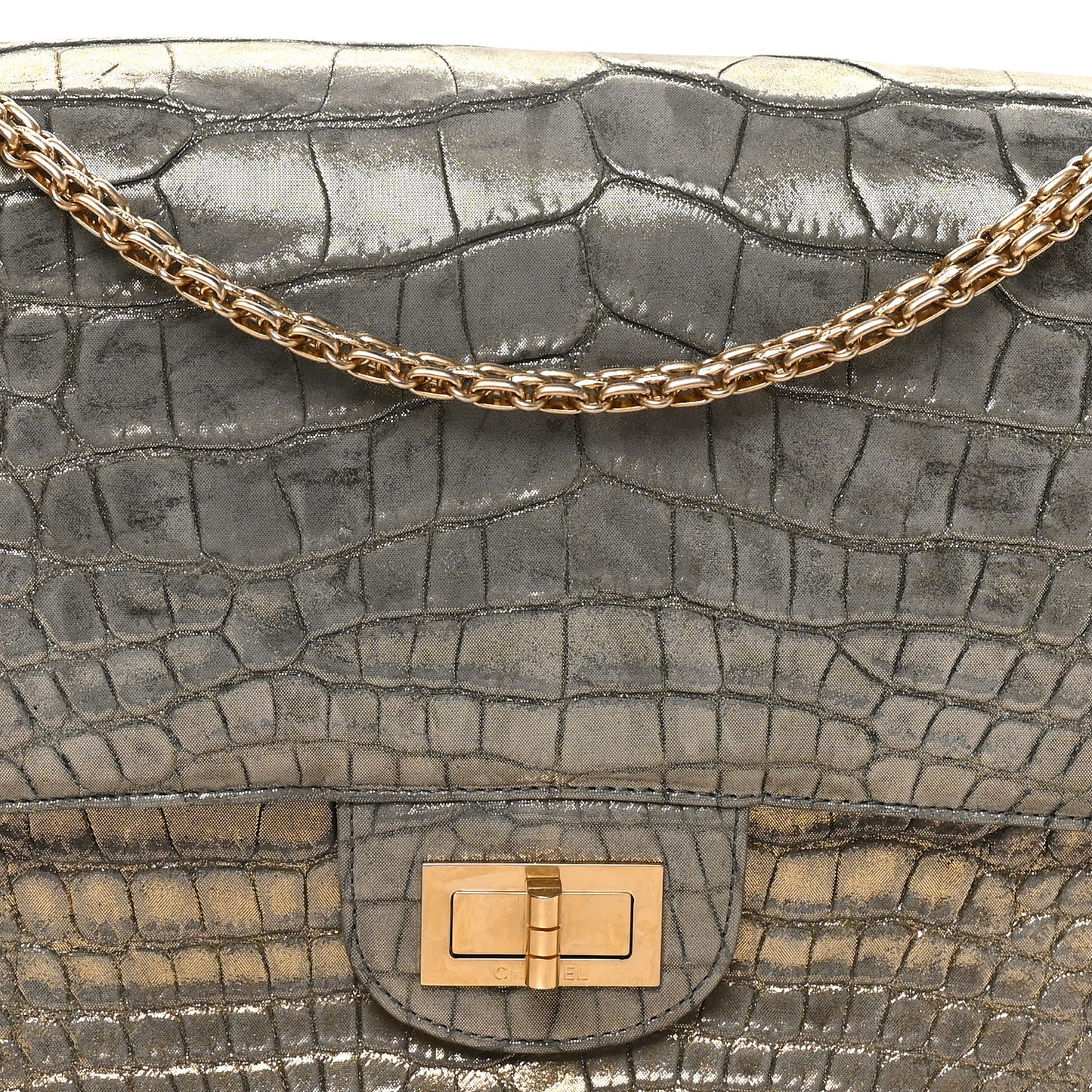Metallic Alligator 2.55 Reissue 226 Flap Blue Gold