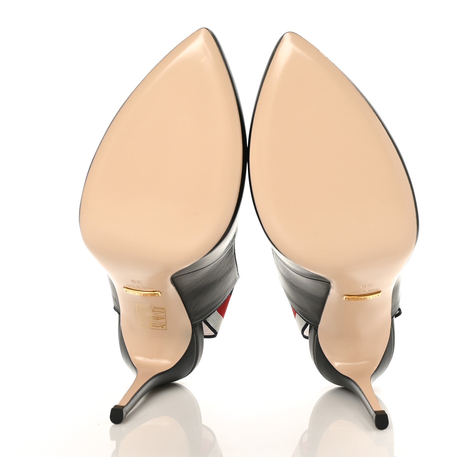 Gucci Malaga Kid Web Sylvie High Heel Slingback Pumps 38 Black 5 of 8