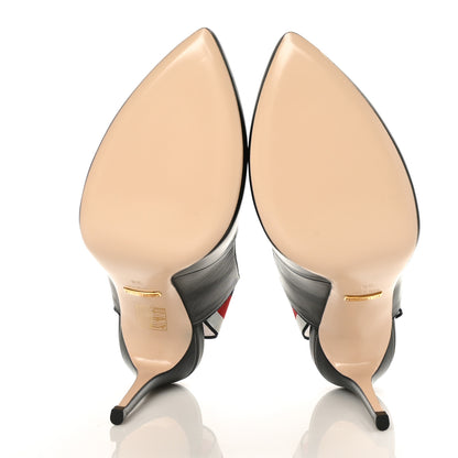 Gucci Malaga Kid Web Sylvie High Heel Slingback Pumps 38 Black 5 of 8